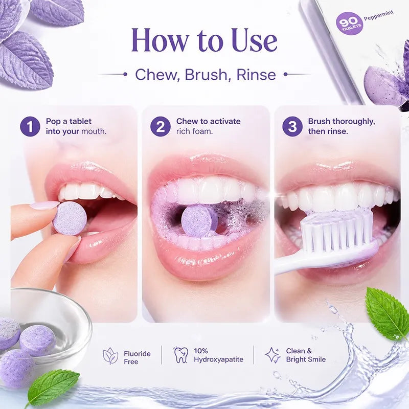 🔥😍BUY 1 GET 1 FREE-Purple Toothpaste Tablets With Hydroxyapatite & PAP🦷