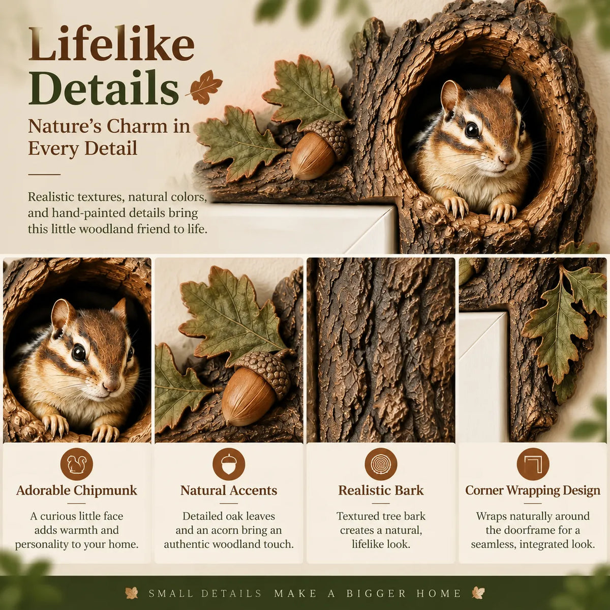 🐿️ 3D Chipmunk Tree Hollow Door Decor — ✨2-Piece Set✨