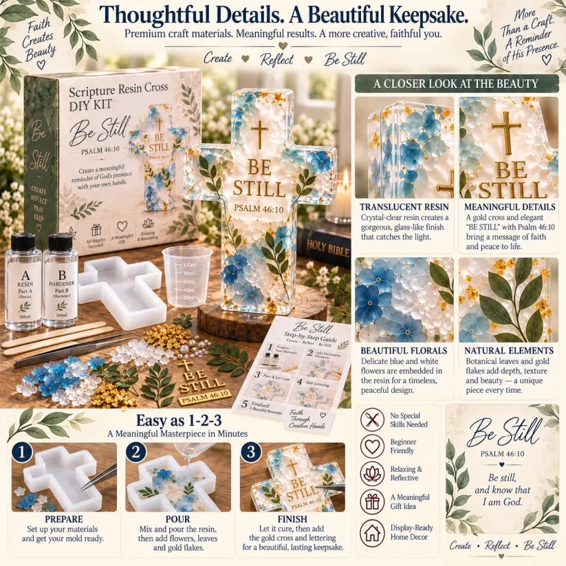 ✝️ Psalms of Comfort & Strength Resin Cross DIY Kit