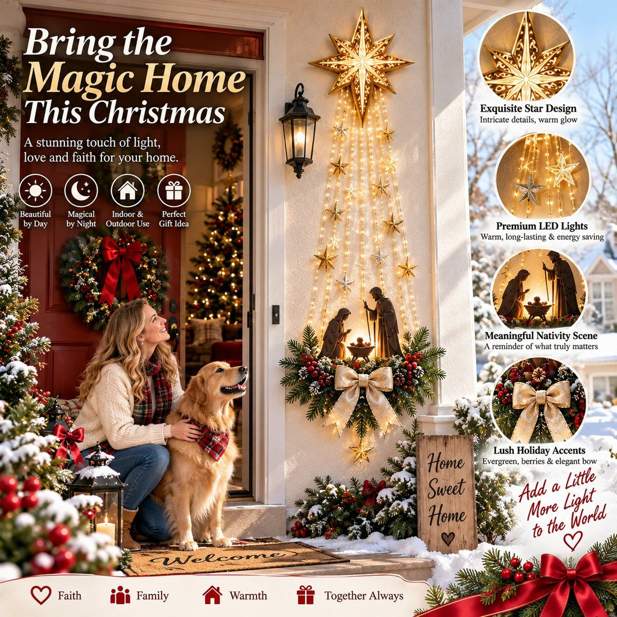 🔥Buy 2 Get 10% OFF🔥✝️ Bethlehem Star of Faith™ – Lighted Nativity Wall Decor✝️✝️