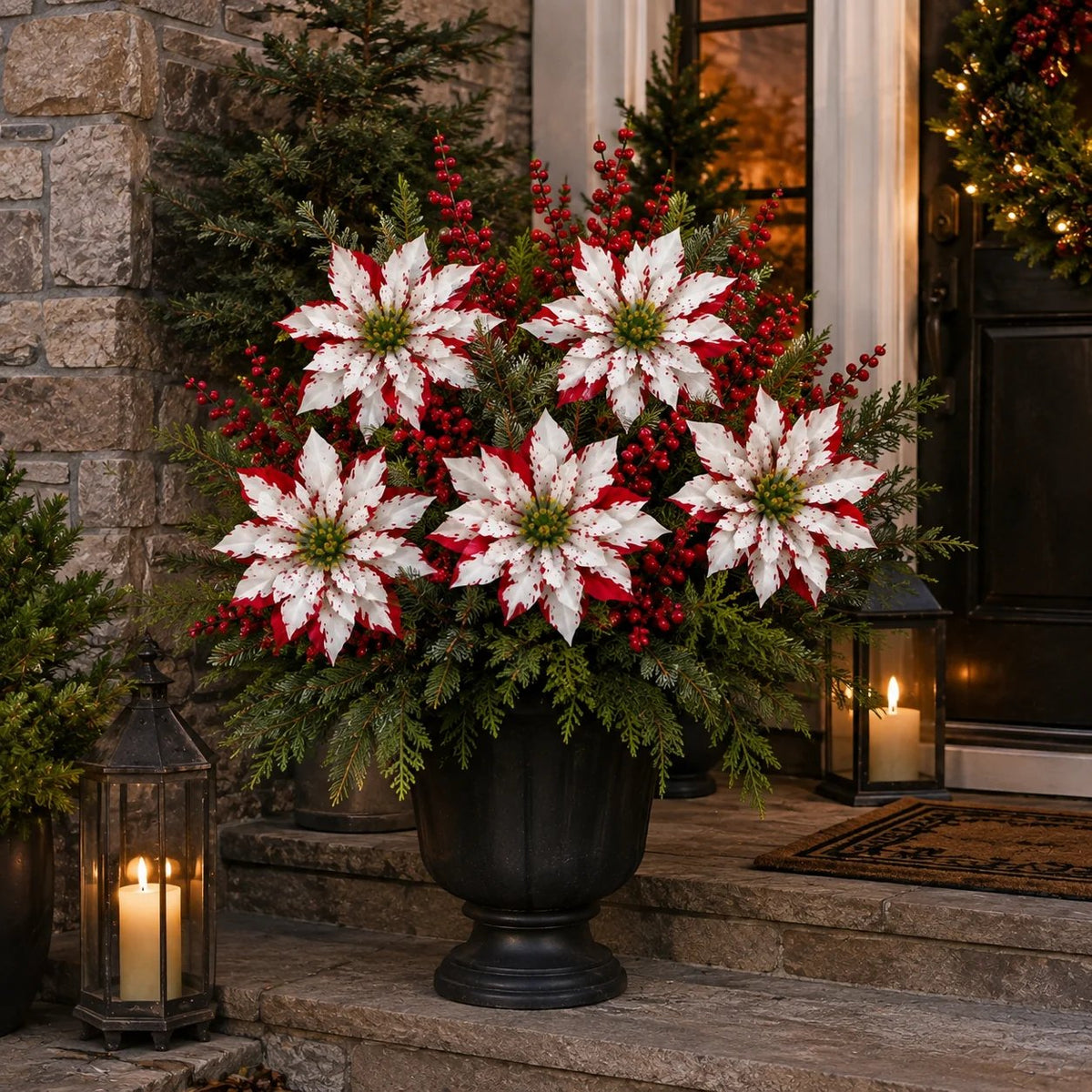 ❤️ Christmas Poinsettia Arrangement — Festive Holiday Decor 🎄🌺 6 Bunches Recommended for the Full Look ✨