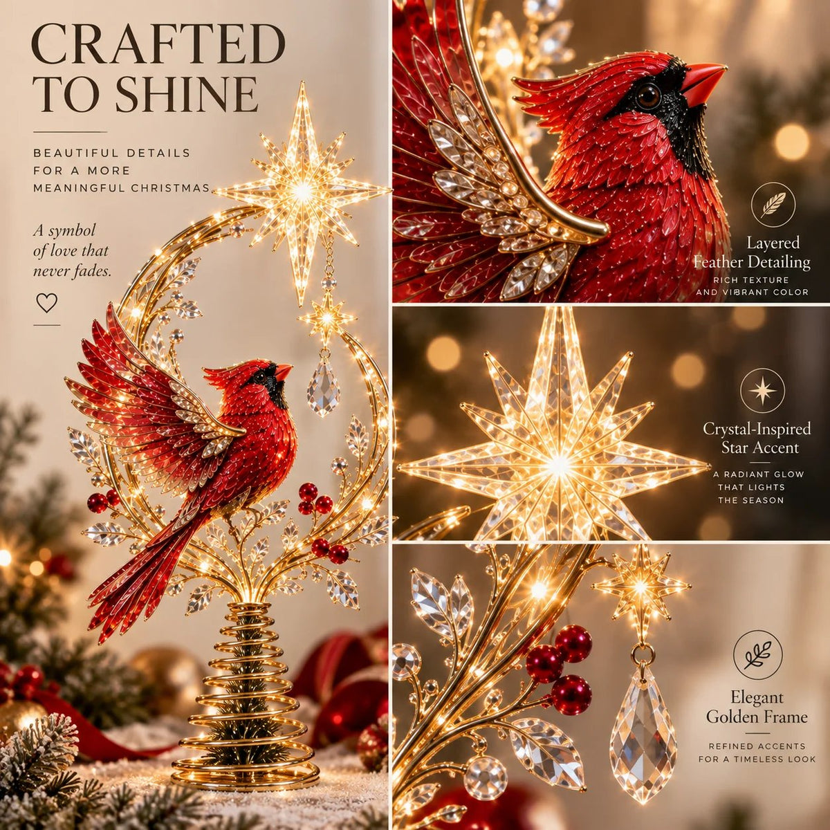 💯❤️‍🔥Cardinal Heaven’s Light Tree Topper