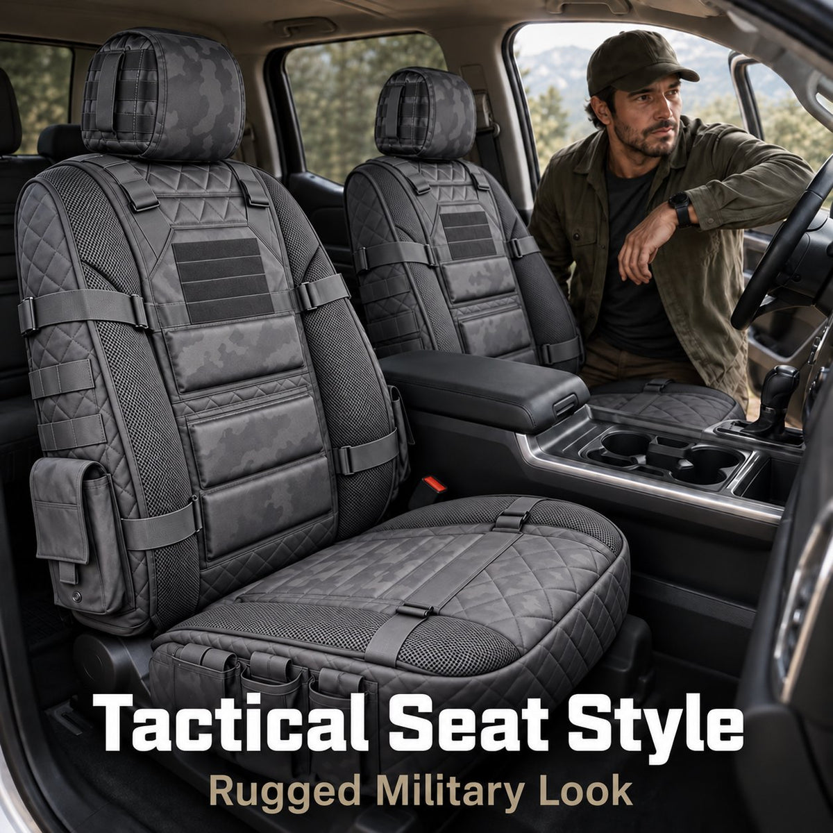 🎁🎁Free Shipping🎖️ Military‐Style Auto Seat Protectors|Universal Fit Heavy‐Duty Cushion For Long‐Drive Vehicle Owners