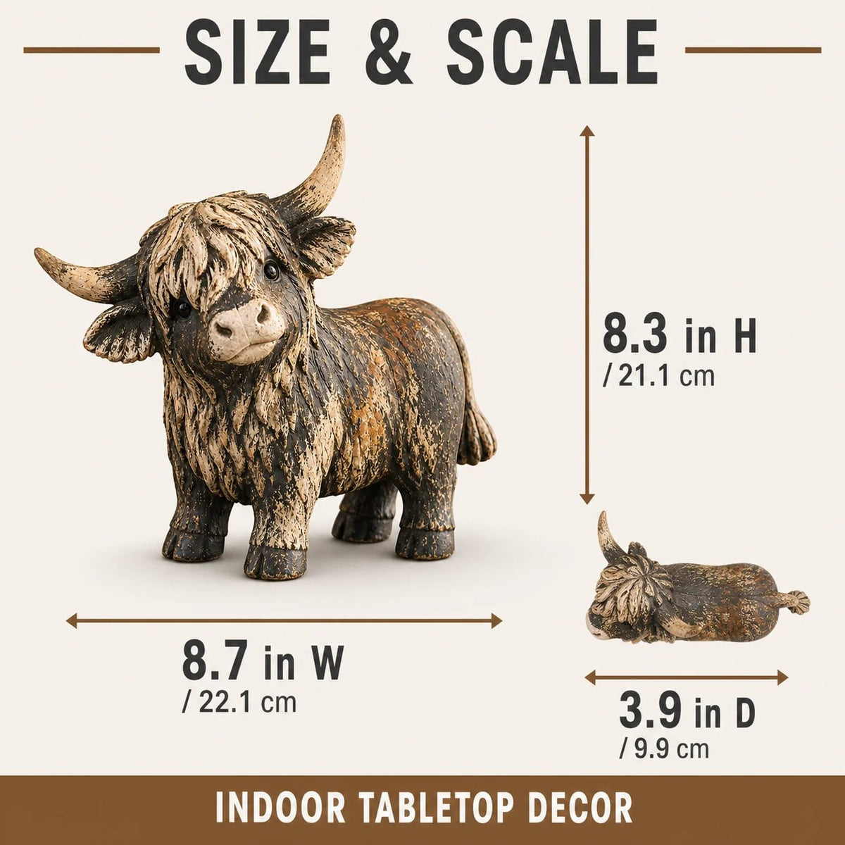 🐮 Rustic Highland Cows Figurine – Charming Farmhouse Tabletop Decor