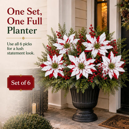 ❤️ Christmas Poinsettia Arrangement — Festive Holiday Decor 🎄🌺 6 Bunches Recommended for the Full Look ✨