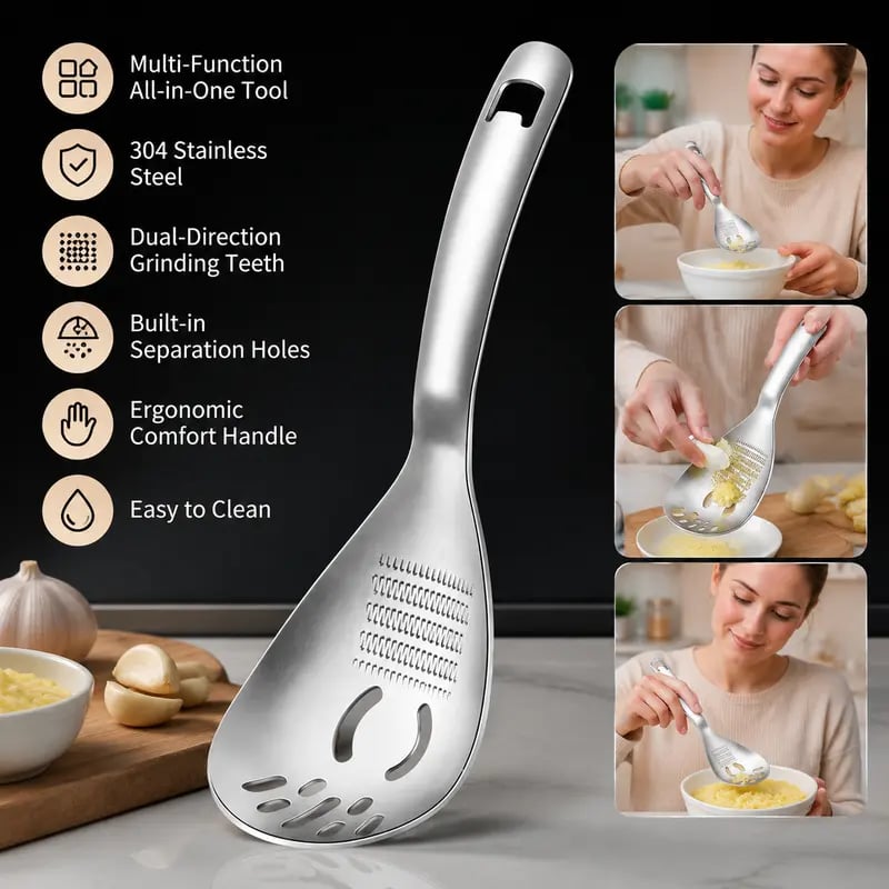 ⚡ Multifunctional Stainless Steel Kitchen Spoon — One Spoon, More Uses! 🍴