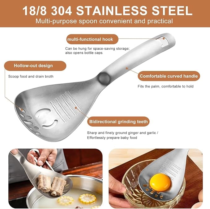 ⚡ Multifunctional Stainless Steel Kitchen Spoon — One Spoon, More Uses! 🍴