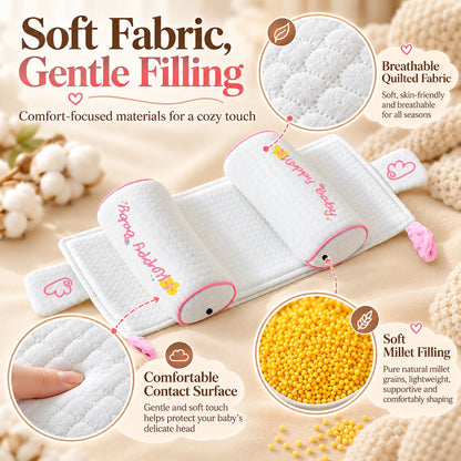 👶Infant Shaped Headrest-Bilateral positioning pillow column, gentle guide head sleeping posture