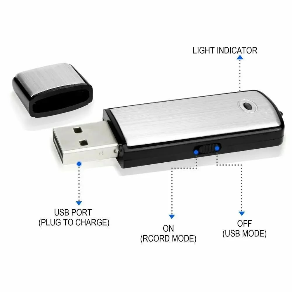 USB Flash Drive Voice Recorder 2-in-1 – Voice Activated, Smart Noise Reduction, Auto File Save