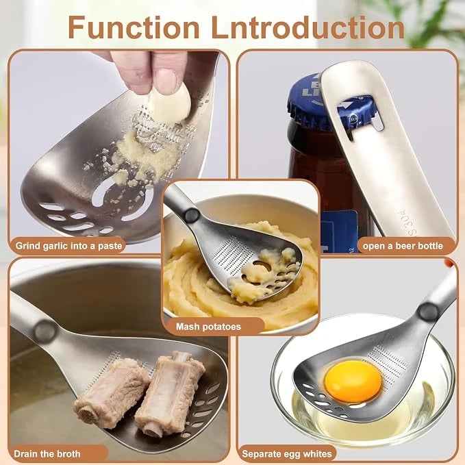 ⚡ Multifunctional Stainless Steel Kitchen Spoon — One Spoon, More Uses! 🍴